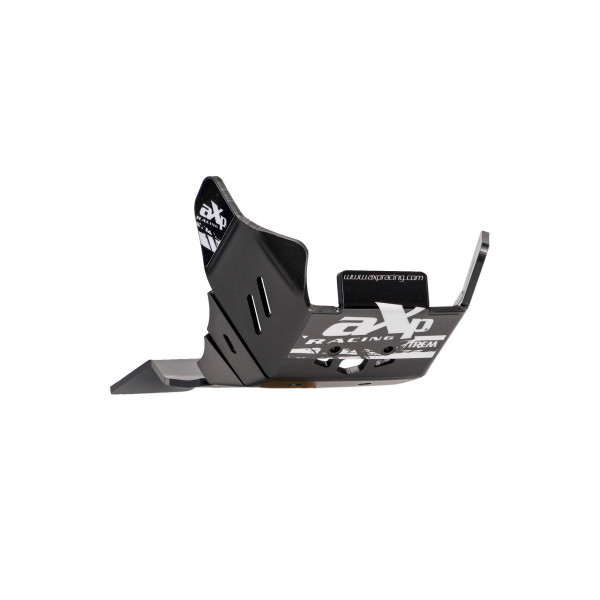 Black HDPE plastic skid plate with linkage guard for Triumph TF450-RC and TF450-E