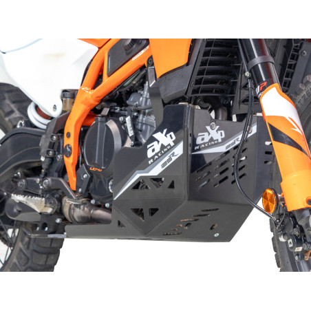 Black skid plate Adventure made of 8mm HDPE plastic for the KTM 125 Enduro R / SMC R 2