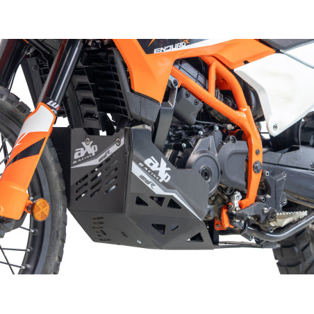 Black skid plate Adventure made of 8mm HDPE plastic for the KTM 125 Enduro R / SMC R
