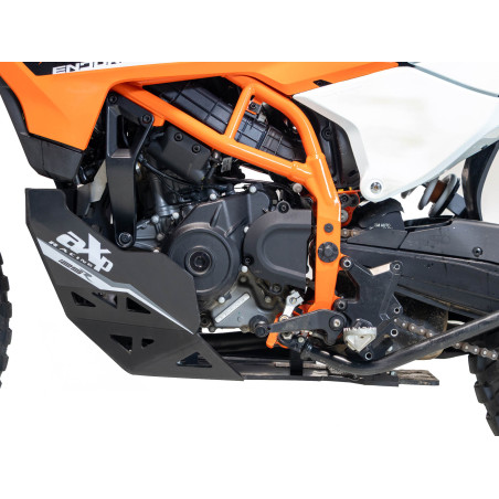 Black skid plate Adventure made of 8mm HDPE plastic for the KTM 125 Enduro R / SMC R