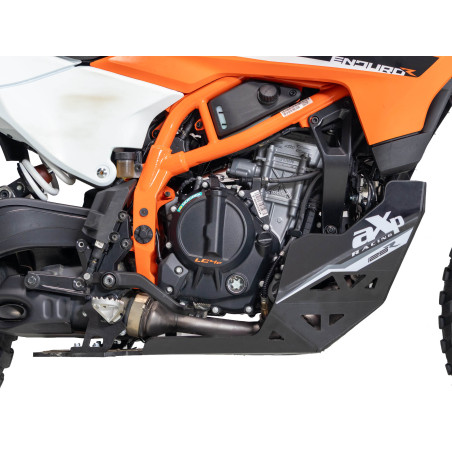Black skid plate Adventure made of 8mm HDPE plastic for the KTM 125 Enduro R / SMC R